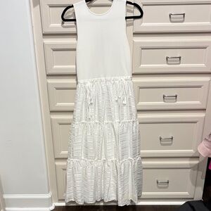 Ted Baker London Ivory Sleeveless Tiered Midi Dress